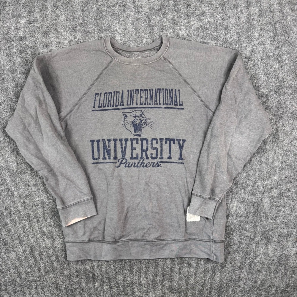 Retro Brand Sweatshirt Mens Size Medium Gray FIU Panthers Raglan Distressed